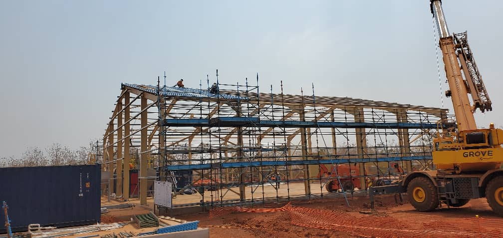 Close-up view of structural connections